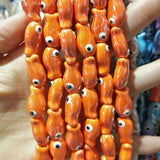 10pcs Evil Eye Fish Ceramic Beads 10x18mm DIY Spacer Bead for Jewelry Making