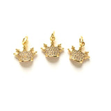 10pcs Crown Charm Pendant for Earring Making CZ DIY Accessory
