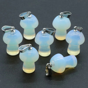 10pcs Natural Stone Quartz Crystal Pendant Mushroom Shaped Jewelry DIY Making