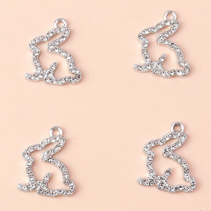 10pcs Clear Crystal Rabbit Charm Bunny Pendants for DIY Jewelry