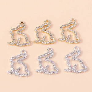 10pcs Clear Crystal Rabbit Charm Bunny Pendants for DIY Jewelry