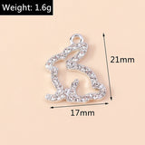 10pcs Clear Crystal Rabbit Charm Bunny Pendants for DIY Jewelry