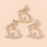 10pcs Clear Crystal Rabbit Charm Bunny Pendants for DIY Jewelry