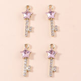 10pcs Zircon Crystal Stars Keys Charms for DIY Jewelry Wedding Accessories