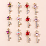 10pcs Zircon Crystal Stars Keys Charms for DIY Jewelry Wedding Accessories