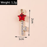 10pcs Zircon Crystal Stars Keys Charms for DIY Jewelry Wedding Accessories