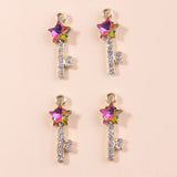 10pcs Zircon Crystal Stars Keys Charms for DIY Jewelry Wedding Accessories