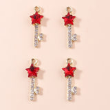 10pcs Zircon Crystal Stars Keys Charms for DIY Jewelry Wedding Accessories