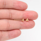 10pcs Extra Tiny Three Ball Stud Earrings, Plated Brass DIY Ear Findings