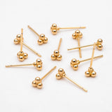 10pcs Extra Tiny Three Ball Stud Earrings, Plated Brass DIY Ear Findings