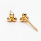 10pcs Extra Tiny Three Ball Stud Earrings, Plated Brass DIY Ear Findings