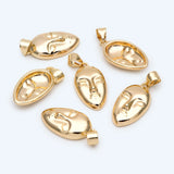 10pcs Face Charm With Bail, 18K Plated Brass, Jewelry Making Pendant