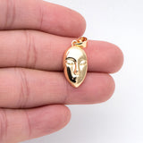 10pcs Face Charm With Bail, 18K Plated Brass, Jewelry Making Pendant