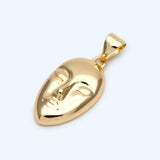 10pcs Face Charm With Bail, 18K Plated Brass, Jewelry Making Pendant