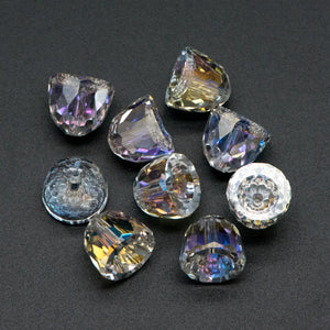 10pcs Faceted Crystal Bell Beads 10x11mm, Sparkly Glass Beads, Transparent AB