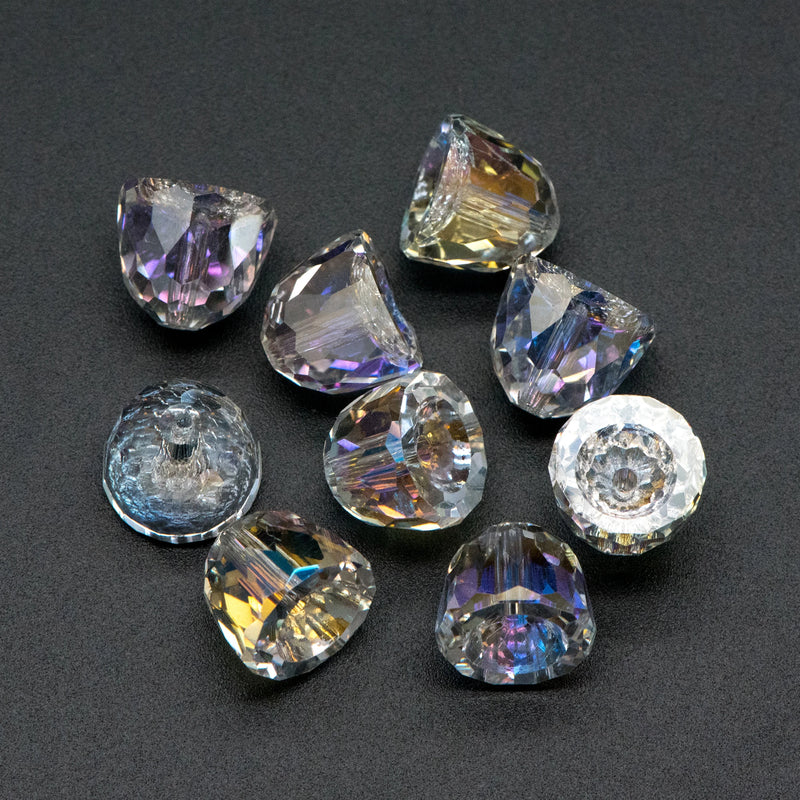 10pcs Faceted Crystal Bell Beads 10x11mm, Sparkly Glass Beads, Transparent AB
