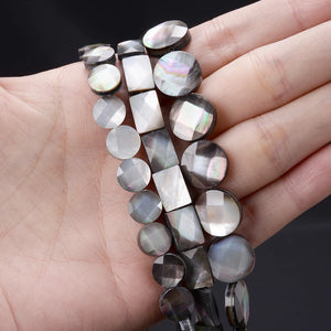 10pcs Faceted Shell Beads Round Rectangle Spacer Bead Jewelry Making DIY