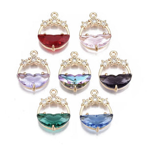 10pcs Faceted Glass Pendants with Rhinestone for Jewelry Making DIY