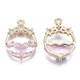 10pcs Faceted Glass Pendants with Rhinestone for Jewelry Making DIY