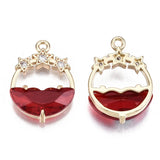 10pcs Faceted Glass Pendants with Rhinestone for Jewelry Making DIY