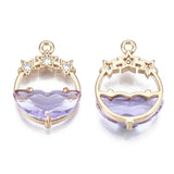 10pcs Faceted Glass Pendants with Rhinestone for Jewelry Making DIY