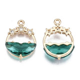 10pcs Faceted Glass Pendants with Rhinestone for Jewelry Making DIY