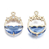 10pcs Faceted Glass Pendants with Rhinestone for Jewelry Making DIY