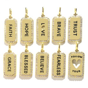 10pcs Inspirational Mix Words Tag Charms Bundle for Jewelry Making