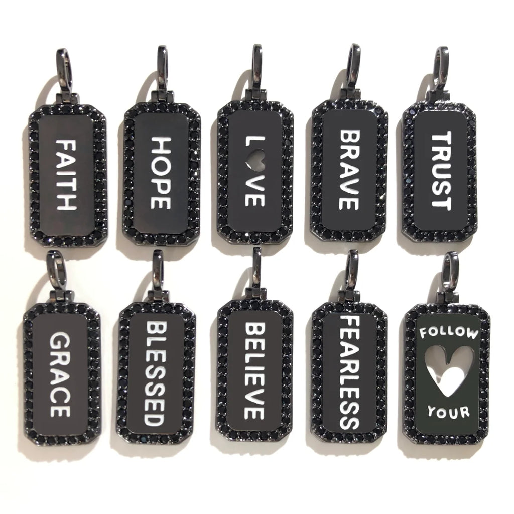 10pcs Inspirational Mix Words Tag Charms Bundle for Jewelry Making