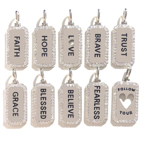 10pcs Inspirational Mix Words Tag Charms Bundle for Jewelry Making