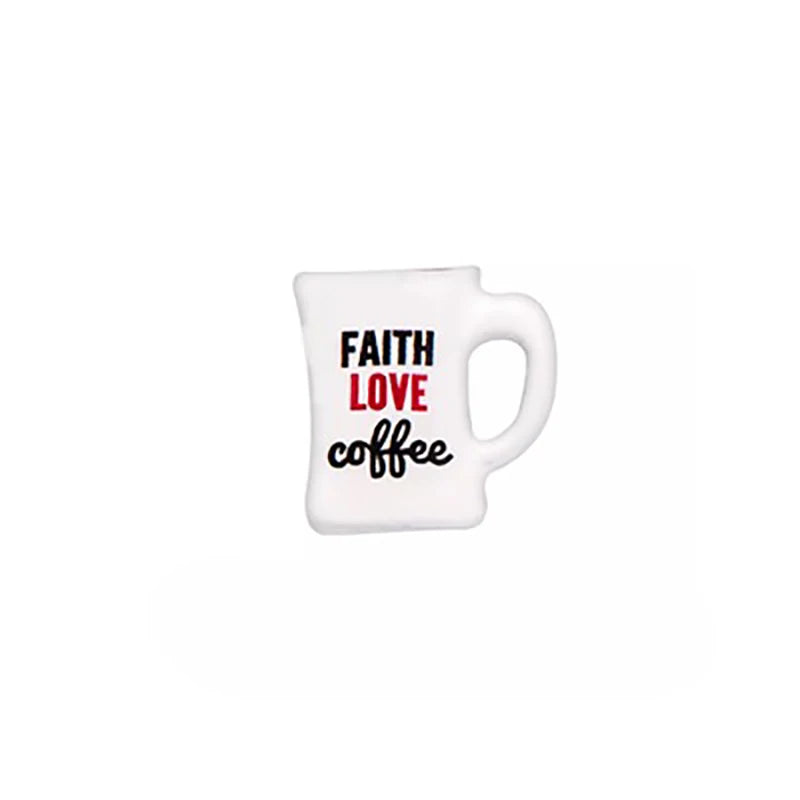 10pcs Faith Love Coffee Charms for Glass Locket Necklace