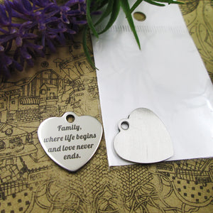 10pcs Family Love Stainless Steel Charms Pendant for DIY Jewelry Making