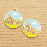 10pcs Famous Building Charm Enamel Necklace Pendant Diy Craft Supplies