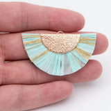10pcs Fan Tassel Pendants, Raffia Tassel Charms - Blue
