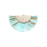 10pcs Fan Tassel Pendants, Raffia Tassel Charms - Blue
