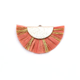 10pcs Orange Raffia Tassel Charms for Earrings, Fan Tassel Pendants