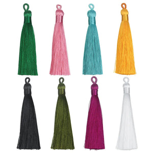 10pcs Long Silk Tassel Fringe Charms Pendants 90mm for Jewelry Making