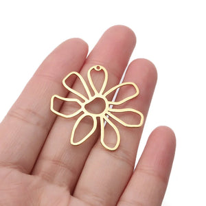 10pcs Brass Flower Pendant Charms DIY Necklace Earrings Vintage Jewelry Findings