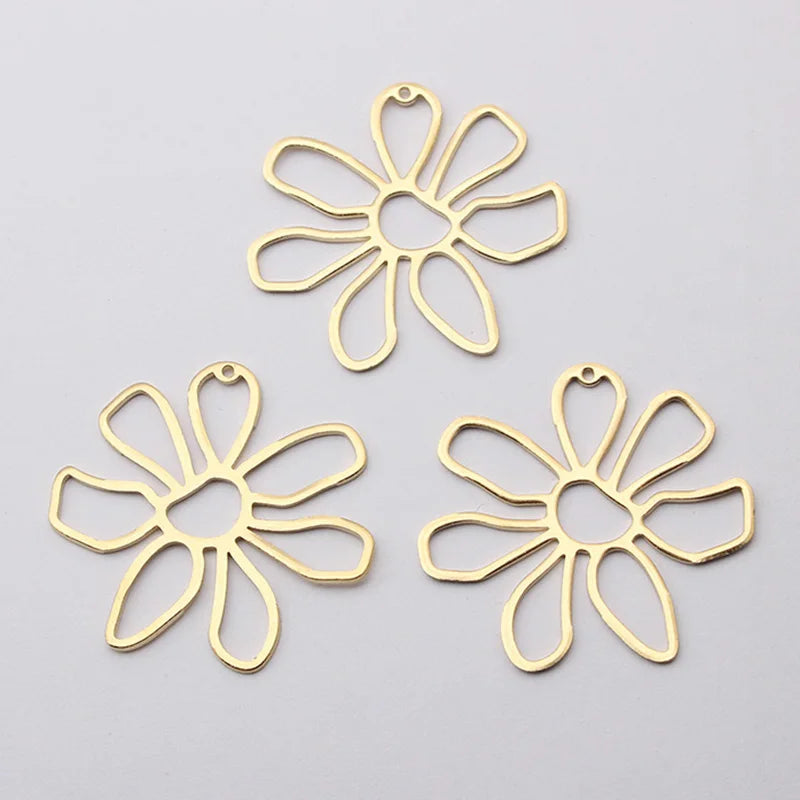 10pcs Brass Flower Pendant Charms DIY Necklace Earrings Vintage Jewelry Findings