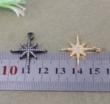 10pcs Copper Micro Pave CZ Star Pendant, 4 Colors