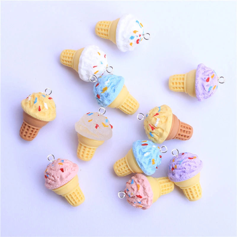 10pcs Ice Cream Cone Pendant Charms for Girls DIY Earrings