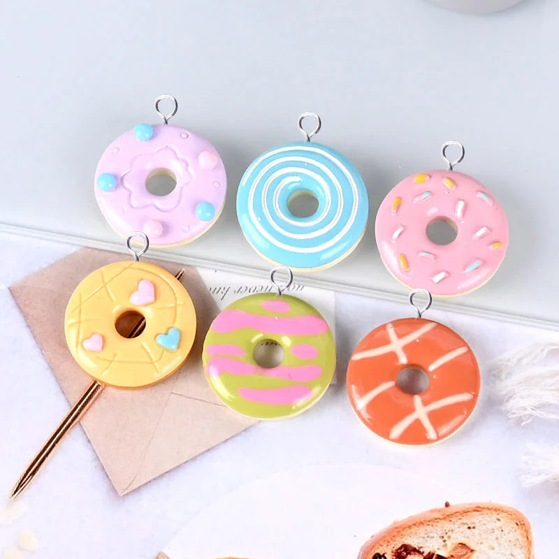10pcs Donuts Charms for Jewelry Making Diy Hairpin Earrings Necklace Pendant