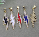 10pc Enamel CZ Lightning Pendant for Jewelry Making