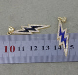 10pc Enamel CZ Lightning Pendant for Jewelry Making