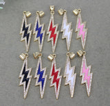 10pc Enamel CZ Lightning Pendant for Jewelry Making