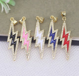 10pc Enamel CZ Lightning Pendant for Jewelry Making