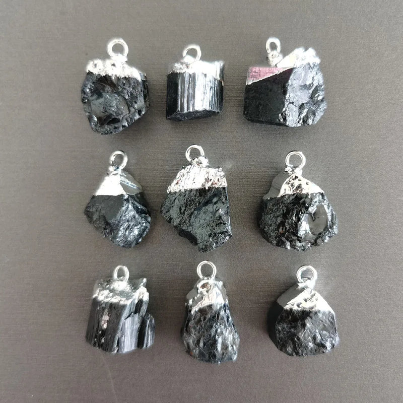 10pc Tourmaline Stone Irregular Healing Pillar Pendants
