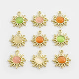 10pcs Opal Stone Sun Flower Charms Pendants for DIY Jewelry Making