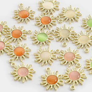 10pcs Opal Stone Sun Flower Charms Pendants for DIY Jewelry Making