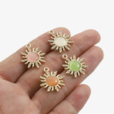 10pcs Opal Stone Sun Flower Charms Pendants for DIY Jewelry Making